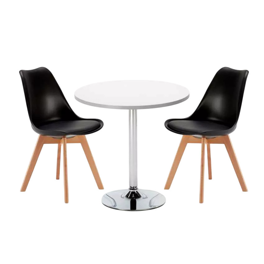 Set tavolo rotondo bianco 70x70cm + 2 sedie Gin Basil Smash