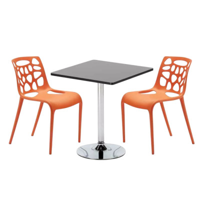 Set tavolo quadrato 70x70cm + 2 sedie bar Orange Crush