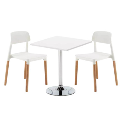 Set tavolo quadrato bianco 70x70cm + 2 sedie The Last Word