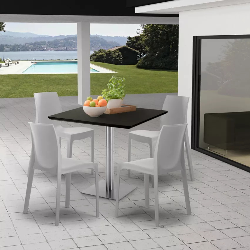 Set tavolo quadrato 90x90cm + 4 sedie bar Applejack