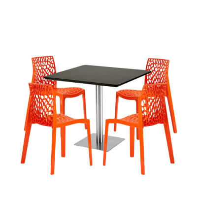 Set tavolo quadrato 90x90cm + 4 sedie cucina Tequila Slammer