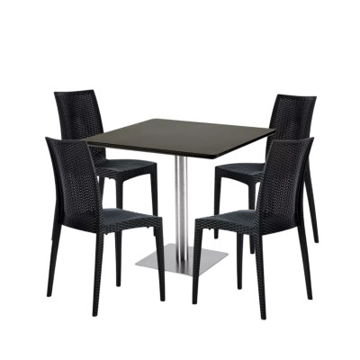 Set tavolo quadrato 90x90cm + 4 sedie polyrattan Lemonade Mojito