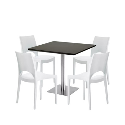 Set tavolo quadrato 90x90cm + 4 sedie polipropilene Limoncello Martini
