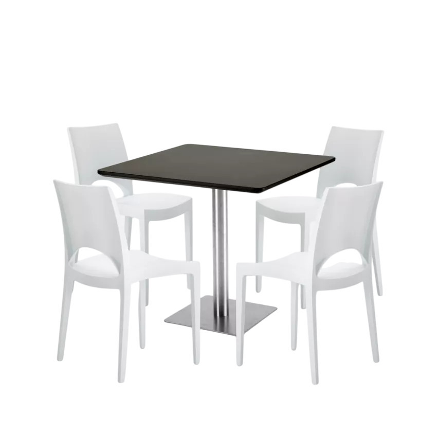 Set tavolo quadrato 90x90cm + 4 sedie polipropilene Limoncello Martini
