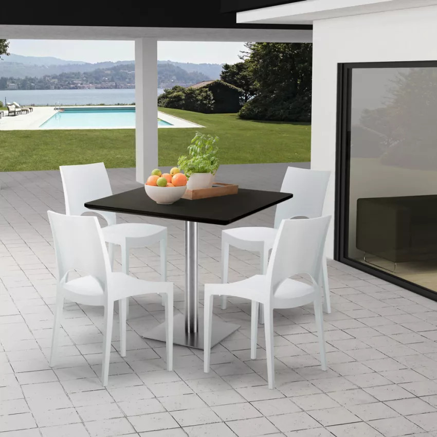 Set tavolo quadrato 90x90cm + 4 sedie polipropilene Limoncello Martini