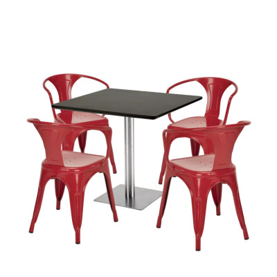 Set tavolo quadrato 90x90cm + 4 sedie ristorante Pineapple Martini