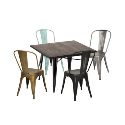 Set tavolo quadrato 80x80cm vintage + 4 sedie Tequila Sunset