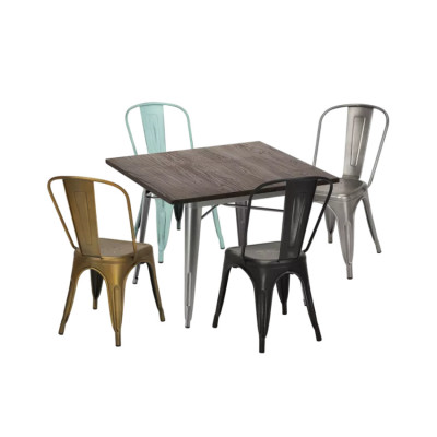 Set tavolo quadrato 80x80cm vintage + 4 sedie Blue Moon