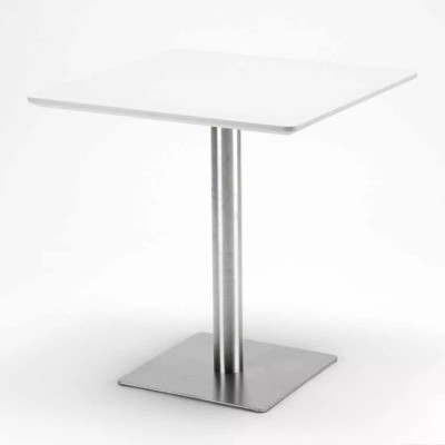 Set tavolo quadrato bianco 70x70cm acciaio + 2 sedie Strawberry Collins