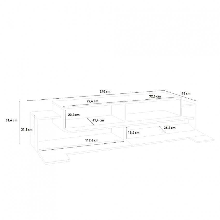 Casamati: Mobile TV 240cm, Design Moderno Lumen B