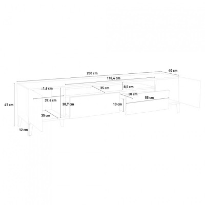 Casamati: Mobile TV 200x40 cm, Legno Ardesia Noix