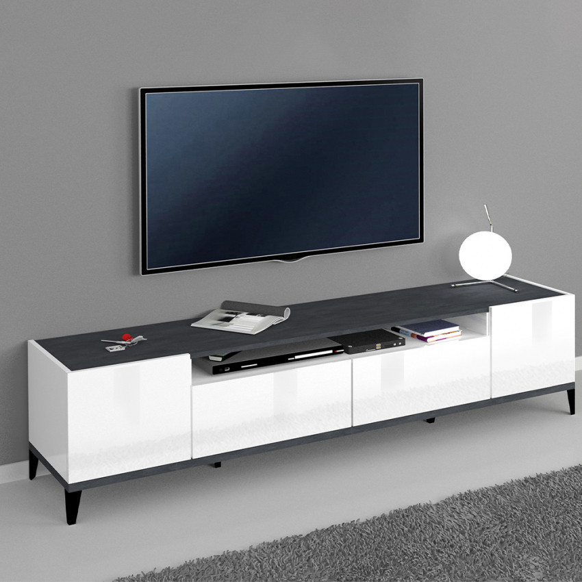 Casamati: Mobile TV Bianco Lucido 200x40cm 2 Scomparti