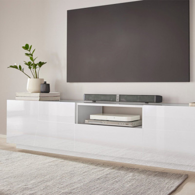 Casamati: Mobile TV Tetris 220x43cm Bianco Lucido