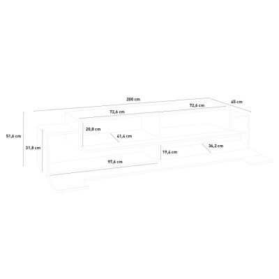 Casamati: Mobile TV Ronda 200cm, Bianco, 4 Armadietti