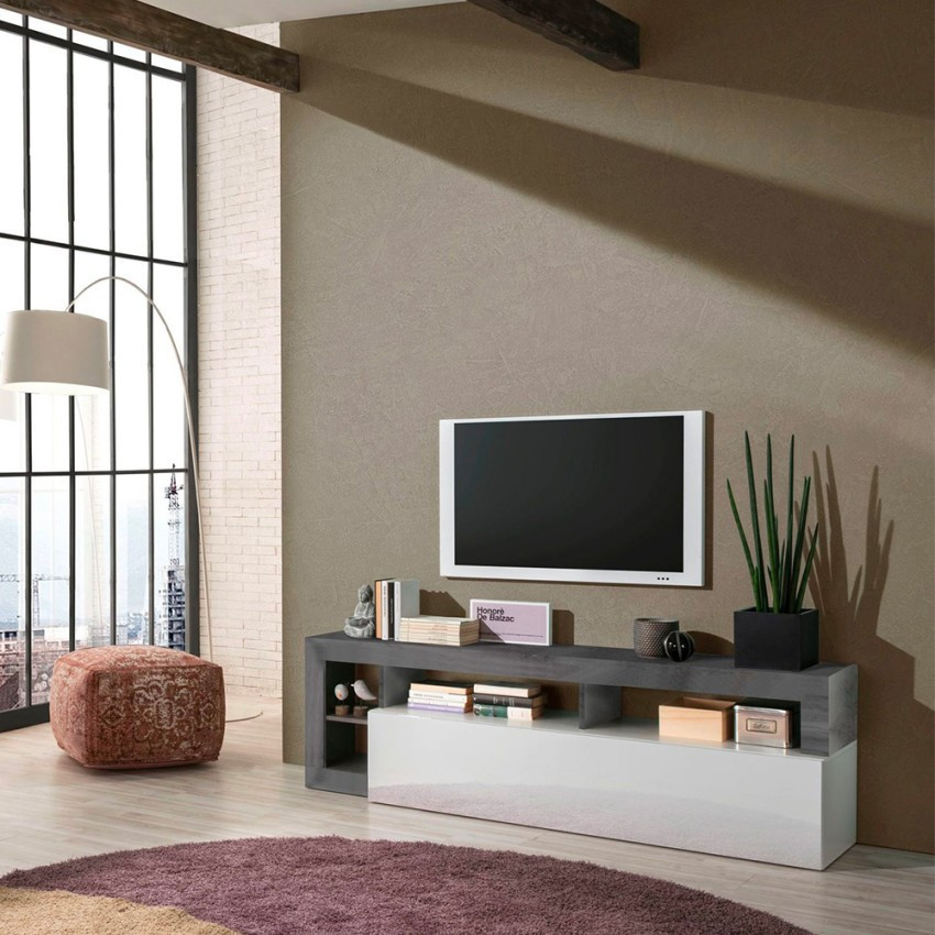 Casamati: Mobile TV 184cm Nero/Bianco Lucido Tide