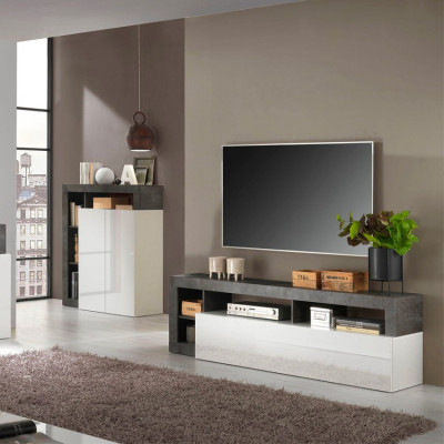 Casamati: Mobile TV 184cm Nero/Bianco Lucido Tide