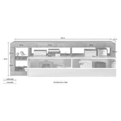 Casamati: Mobile TV 184cm Nero/Bianco Lucido Tide