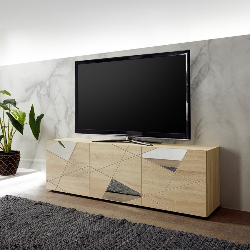 Casamati: Mobile TV Rovere Geometrico Ice 3 Porte