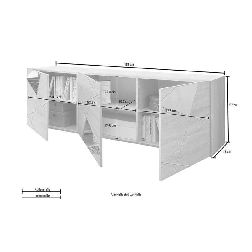 Casamati: Mobile TV Rovere Geometrico Ice 3 Porte