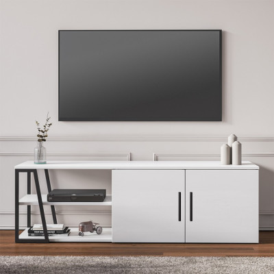 Casamati: Mobile TV 150 cm Bianco/Nero con Specchio