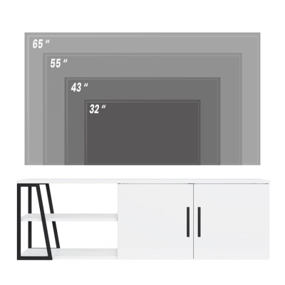Casamati: Mobile TV 150 cm Bianco/Nero con Specchio