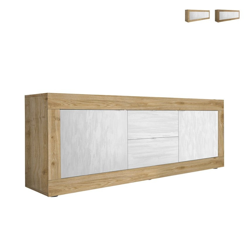 Casamati: Mobile TV Woodie 210cm Bianco con Ante e Cassetti