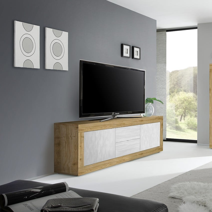 Casamati: Mobile TV Woodie 210cm Bianco con Ante e Cassetti