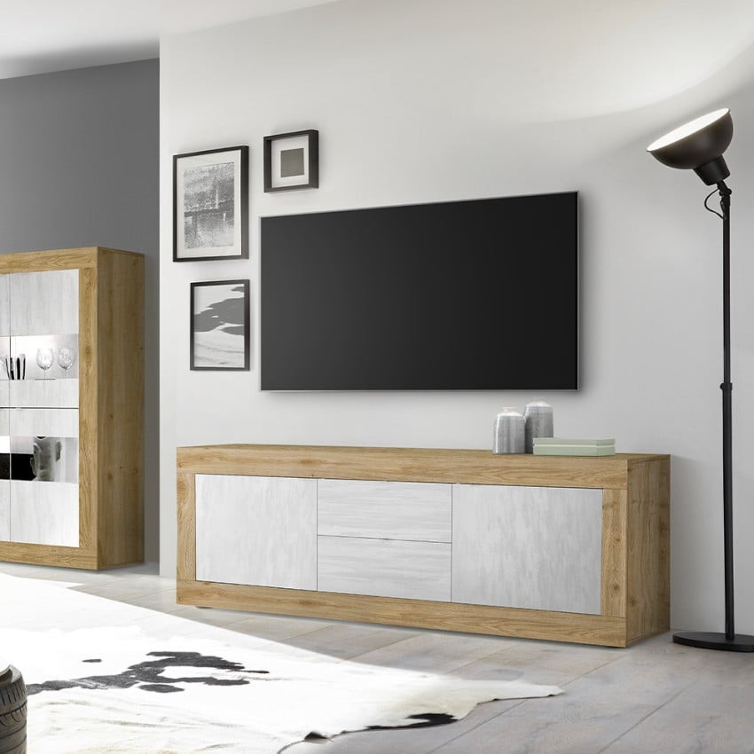Casamati: Mobile TV Woodie 210cm Bianco con Ante e Cassetti