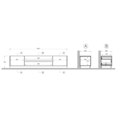 Casamati: Mobile TV Nami in legno con ante e cassetti