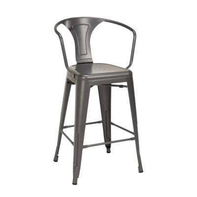 Sgabello da bar legno metallo con schienale design industriale Hoshi