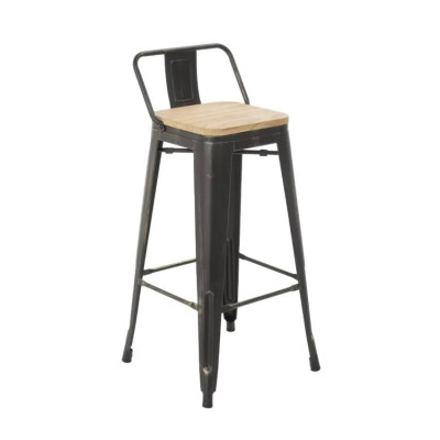 Sgabello design industriale metallo e legno vintage bar terrazza Hana