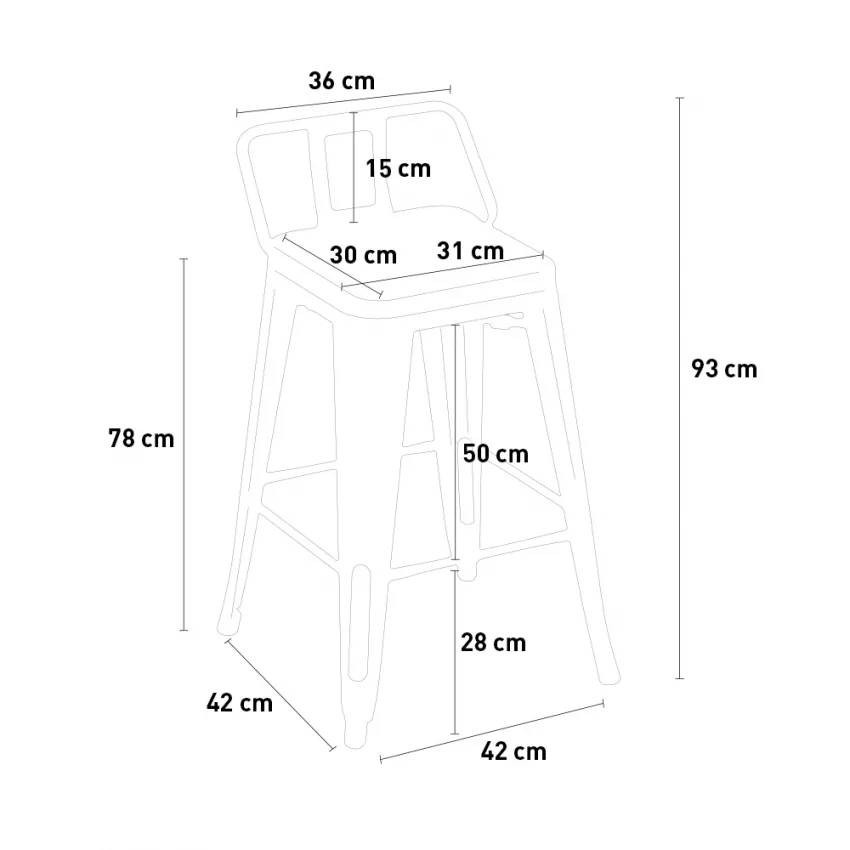 Sgabello design industriale metallo e legno vintage bar terrazza Hana