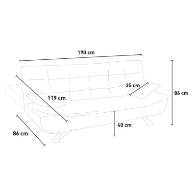 Divano 2 posti clic-clac in microfibra di design moderno Cipresso