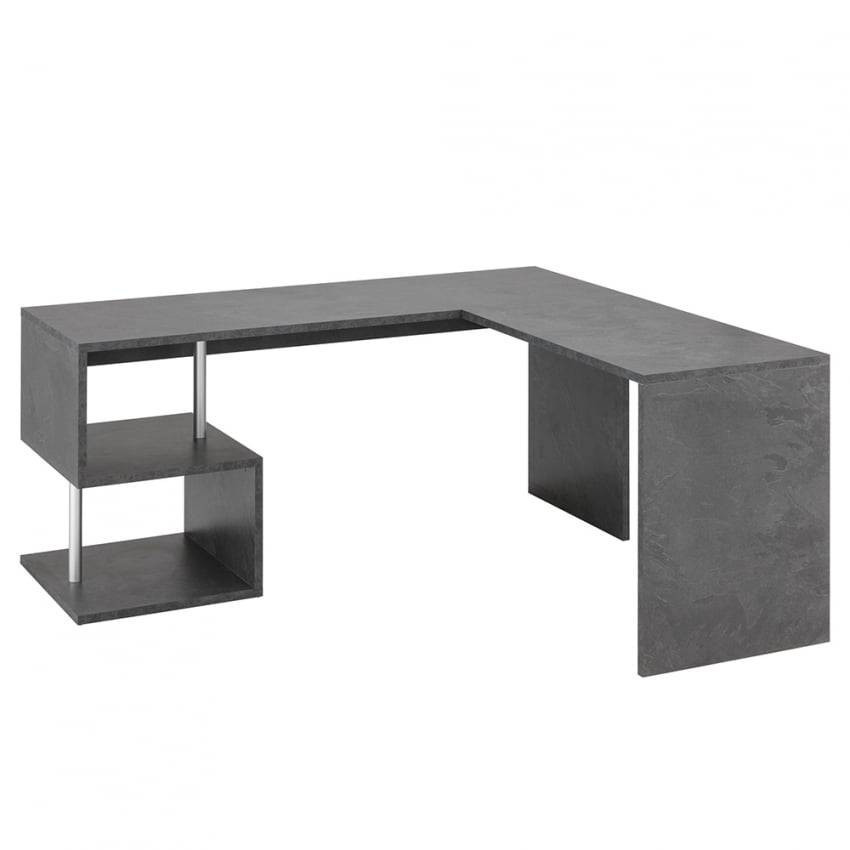 Scrivania angolare moderna 180x160 grigio antracite design Isabella
