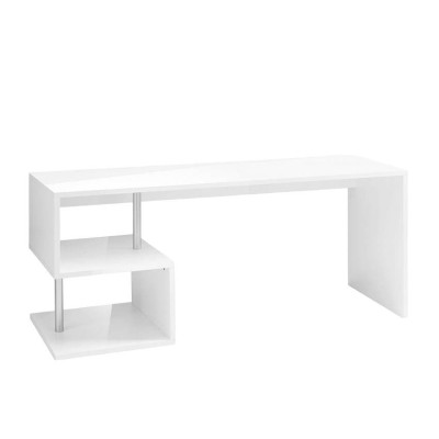 Scrivania 180x60 legno bianco stile moderno studio e lavoro Vincenzo