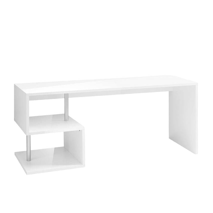 Scrivania 180x60 legno bianco stile moderno studio e lavoro Vincenzo