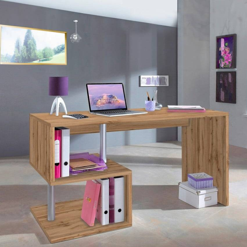 Scrivania in legno di design moderno 140x60cm compatta Ivan