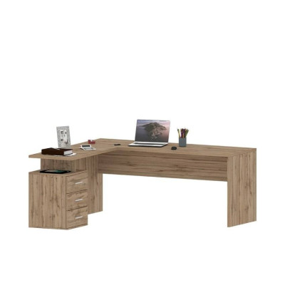 Scrivania angolare in legno moderna con 3 cassetti Matteo