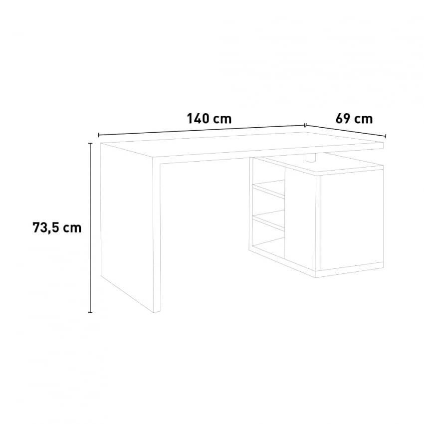Scrivania in legno scaffale e porta 140x69cm moderna robusta Domenica