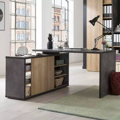 Scrivania angolare reversibile con porta scorrevole 150x120 cm Emma