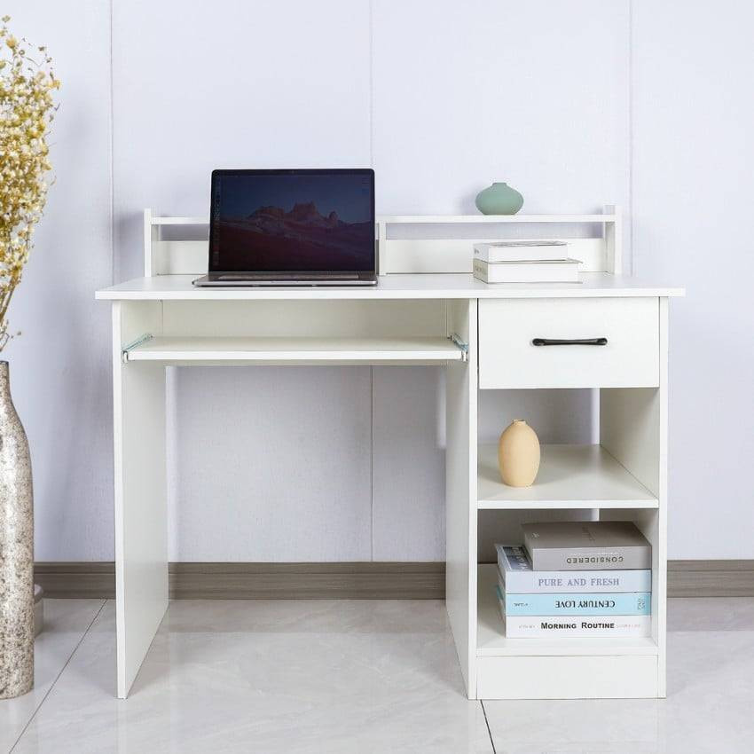 Scrivania compatta alta 106x56 con cassetto e piano scorrevole Renata