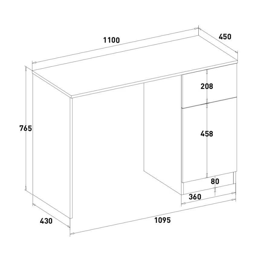 Scrivania compatta moderna con cassetto 110x45x77 cm Silvio