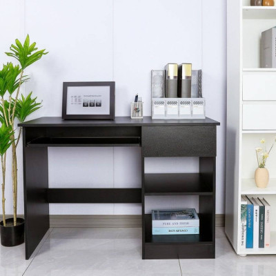 Scrivania moderna nera 108x48 cassetto compartimento Gerardo