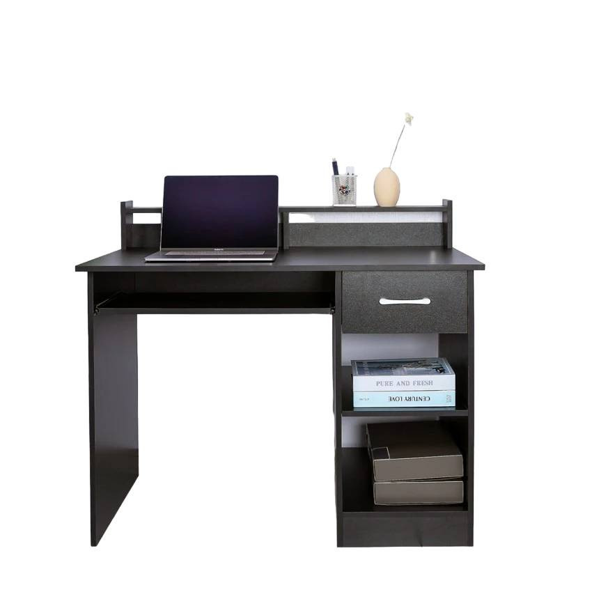 Scrivania nera compatta con cassetti multiuso 106x56 Vito