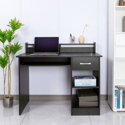 Scrivania nera compatta con cassetti multiuso 106x56 Vito