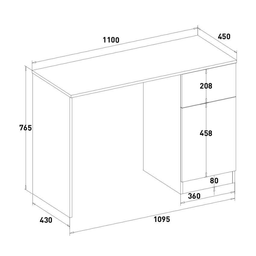 Scrivania moderna compatta robusta nera 110x45 cm Wanda