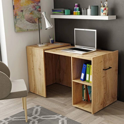 Scrivania estensibile 132x60 con contenitori in rovere Zeno