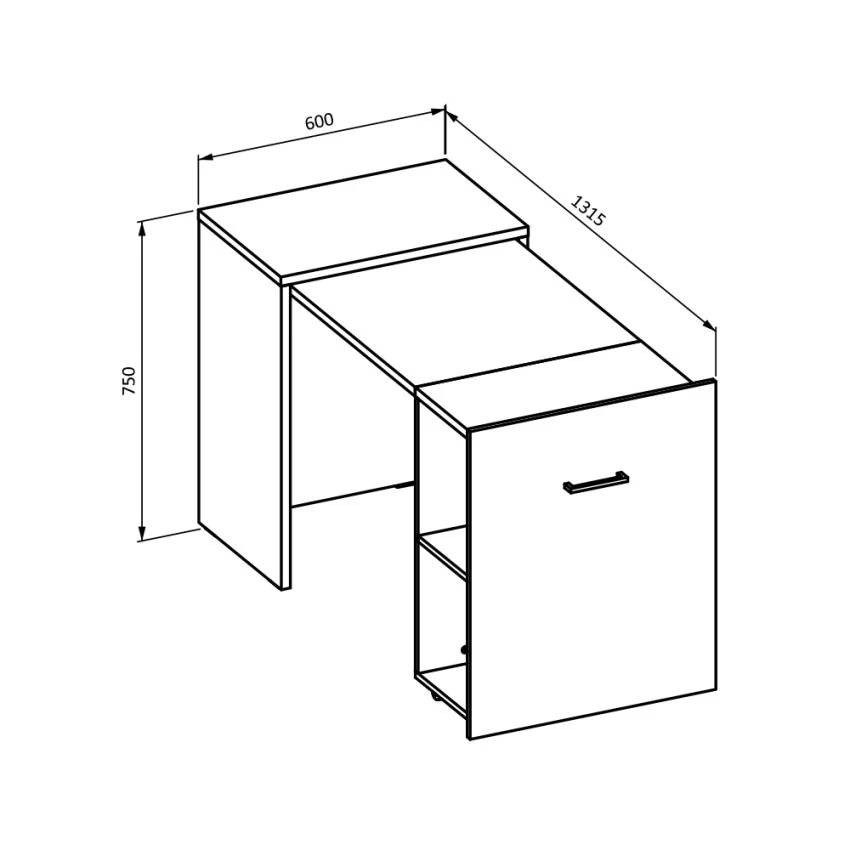 Scrivania estensibile 132x60 con contenitori in rovere Zeno