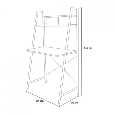 Scrivania minimalista industriale scaffali 84x142 design Damiano