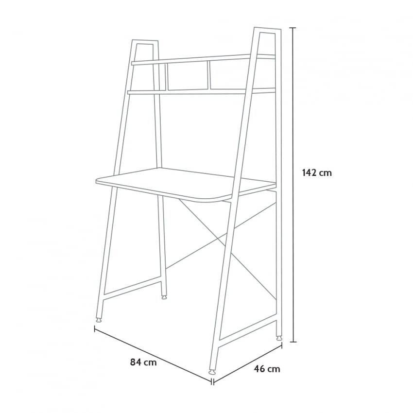 Scrivania minimalista industriale scaffali 84x142 design Damiano